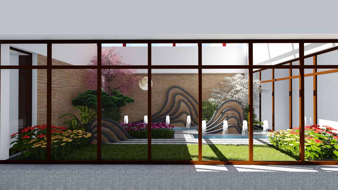 青岛石湾山庄综合楼天井景观设计